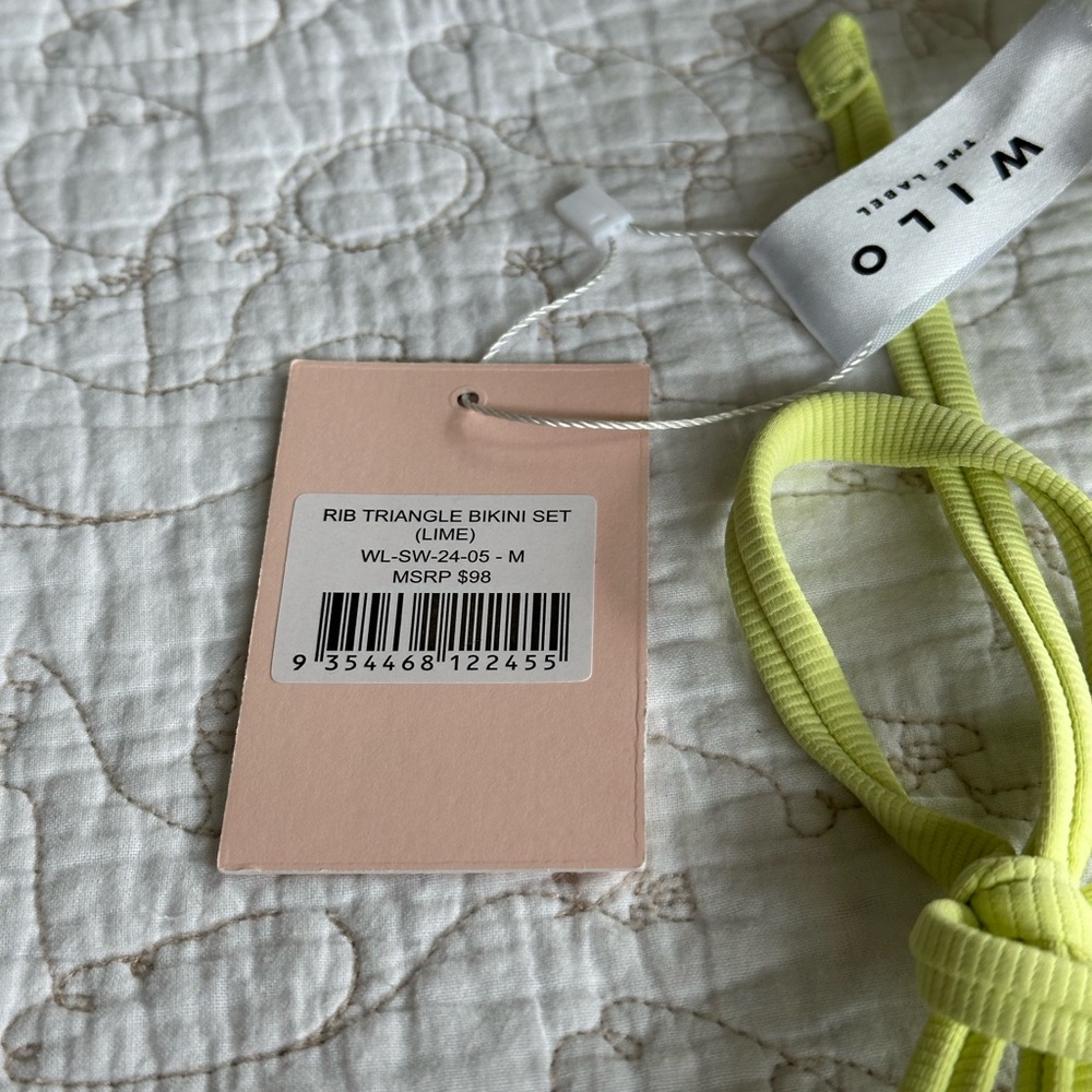 NWT Wilo Lime Ribbed Triangle Bikini Set - Picture 4 of 4